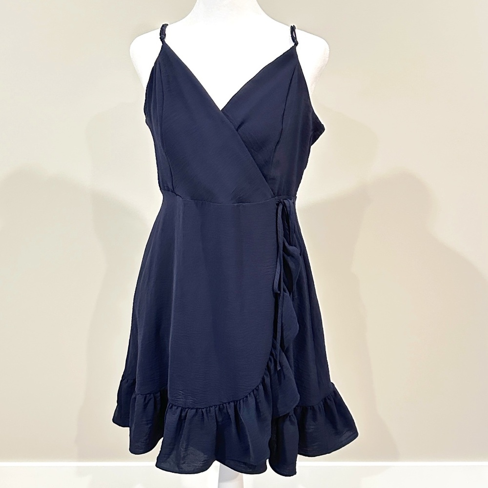 Altar'd State Navy Faux Wrap Mini Dress